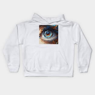 Closeup of colourful blue eye Kids Hoodie